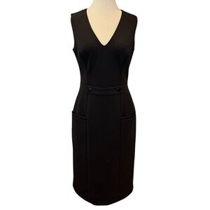Etcetera Black V-Neck Sleeveless Sheath Dress with Pockets Size 6